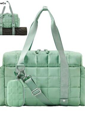 Small Puffy Gym Duffel Bag with Yoga Mat Holder & Wet Pocket